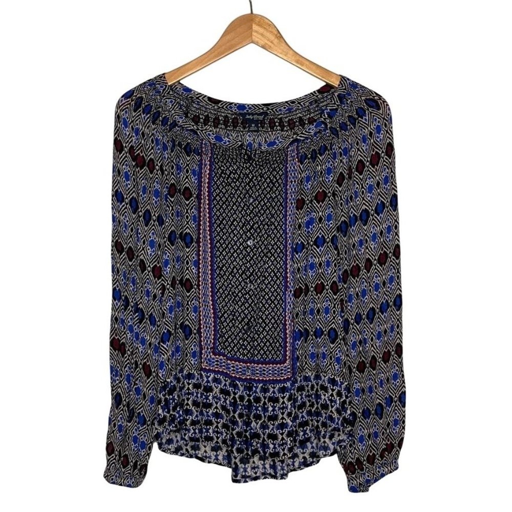 Lucky Brand Boho Long Sleeve Flowy Top Size M